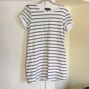 Lulus Cafe Society black/white stripe tshirt dress